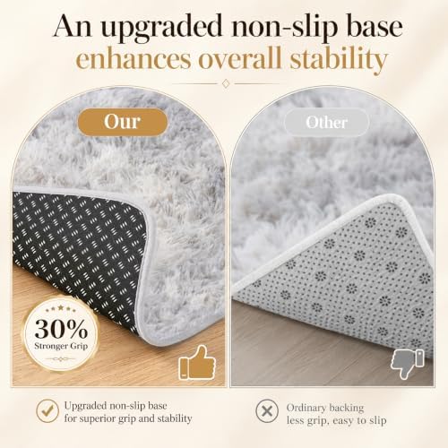 PLHXFR 8x10 Area Rugs Living Room: Fluffy Bedroom Shag Rug Light Grey - Image 6
