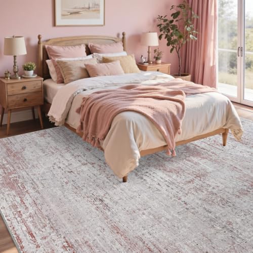 4x6 Ft Abstract Washable Area Rugs for Living Room Pink - Image 4