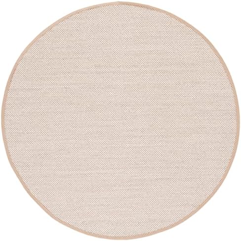 SAFAVIEH Natural Fiber Round Rug 8' Textured, Marble & Linen NF143B - Image 3