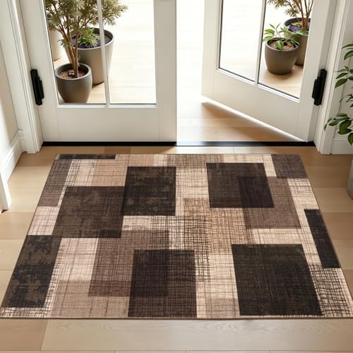 Washable 2x3 Entryway Rug, Throw Rugs with Rubber Backing, Chocolate - Image 2