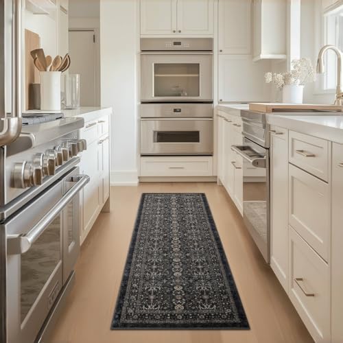 Ruaruarug Hallway Washable Runner Rug 2×6, Ultra Soft, Black Grey - Image 7