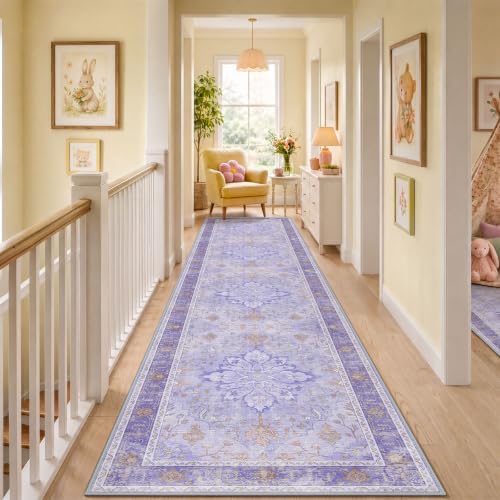 RELEANY Washable Area Rug, Runner 2'6"x12', Purple by RELEANY