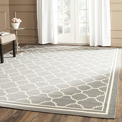 SAFAVIEH Washable Rug Outdoor Courtyard Collection - 4' Square, Anthracite & Beige, Non-Shedding & Easy Cleaning, Ideal for Patio, Backyard, Mudroom (CY6918-246) by Unknown