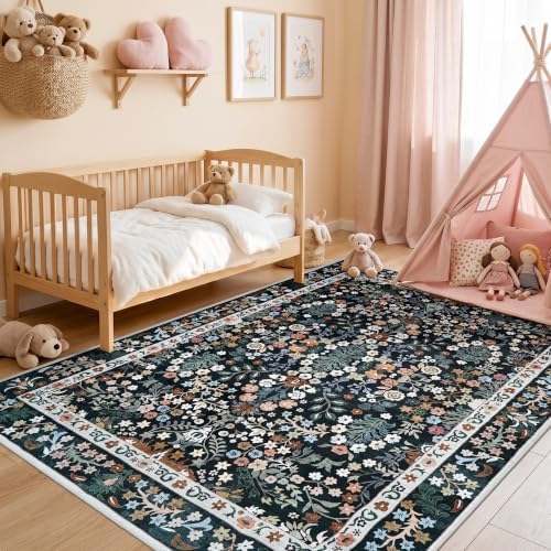 6x8 Area Rugs for Living Room: Washable Non-Slip Indoor Floor Rugs Black - Image 3