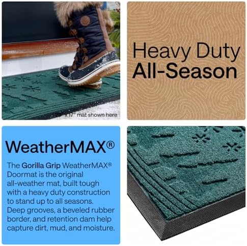 GORILLA GRIP WeatherMAX Door Mat, Indoor Outdoor, 29x17, Green Snowscape - Image 3