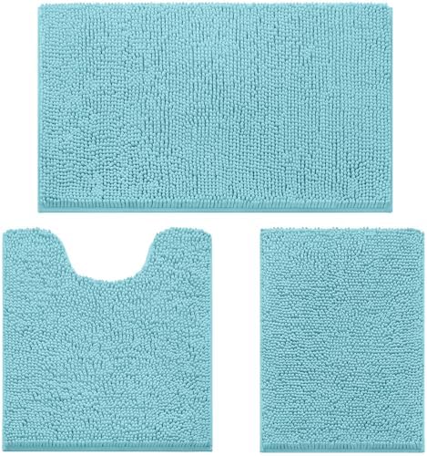 HOMEIDEAS Bathroom Rugs Set of 3, Super Soft Absorbent Chenille Bath Rugs by HOMEIDEAS