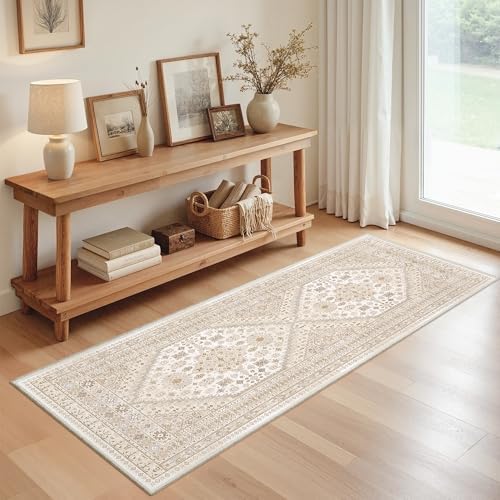 zesthome 2x6 Runner Rug Non Slip,Washable Hallway Runner Rug,Beige by Zesthome