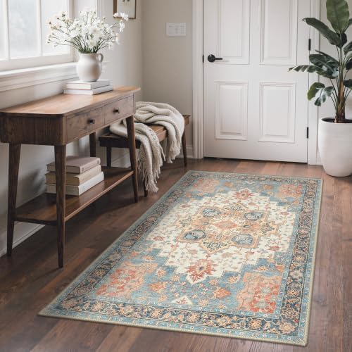 GENIMO Indoor Outdoor Rug, Washable for Patio and Deck, Peach Blue, 3x5 - Image 6