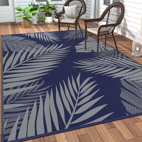 GENIMO Outdoor Rug, Waterproof Plastic Rugs for Patio, 6'x9' Blue Grey by GENIMO