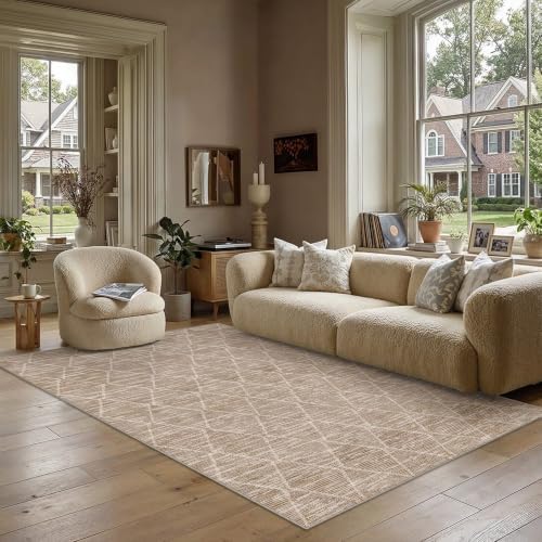 HUGEAR 5x7 Area Rug Brown Washable Rugs for Living Room by HUGEAR