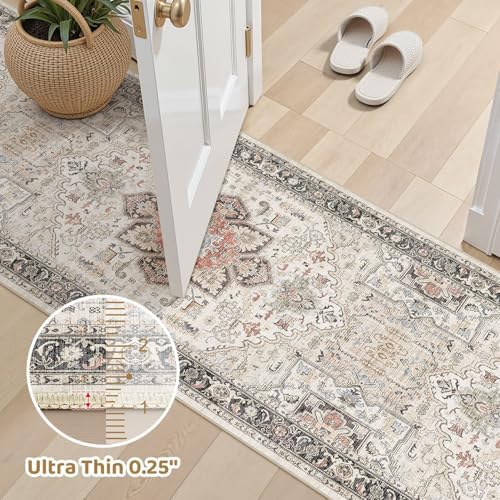 Area Rug for Living Room - 3x8 Large Soft Washable Oriental Vintage Floral Carpet Safe for Babies & Pets - Fade Stain Resistant Non Slip Rugs for Bedroom Dining Room Nursery Dorm Office Home Decor - Image 6