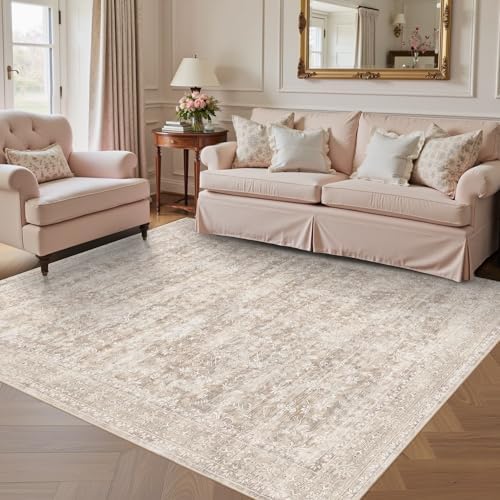 5x7 Beige Rug for Living Room，Washable Area Rugs for Bedroom - Image 3