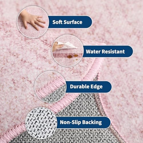 GarveeHome Scalloped Washable Runner Rug 2x6 Non Slip Kitchen Rug, Pink - Image 4