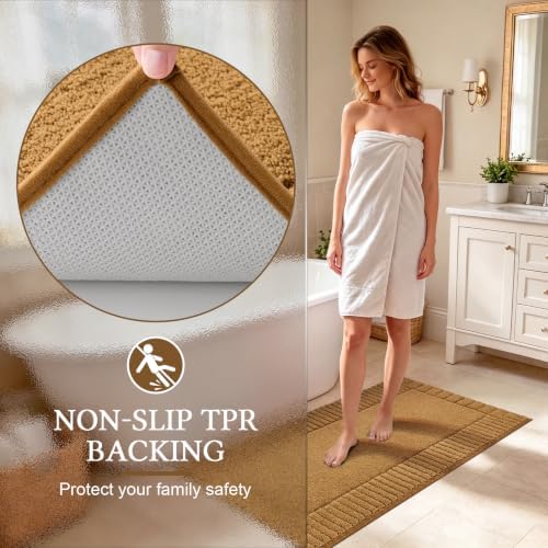 Pauwer Bathroom Rugs Set 2 Piece, Microfiber Bath Mat Set, Mustard - Image 5