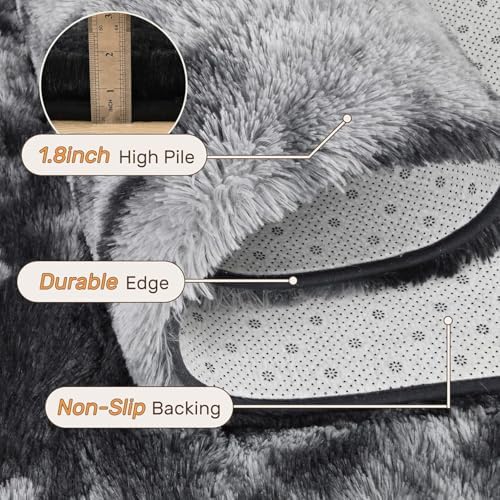 7x10 Area Rugs for Living Room, Large Fluffy Shag Bedroom Rugs Non-Slip, Ultra Soft Plush Carpet for Nursery Kids PlayRoom Dorm Office Indoor Modern Carpets(Dark Grey) - Image 4