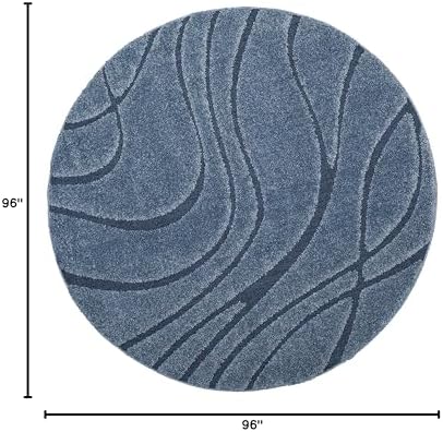 SAFAVIEH Florida Shag Round Rug 8', Soft Plush Light Blue & Blue SG471-6065 - Image 2