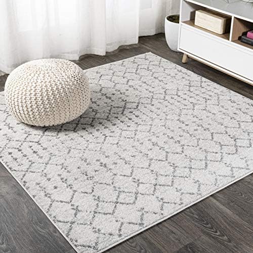 JONATHAN Y Boho Vintage Diamond Cream/Gray Square Area Rug 7X7 ft, Moroccan Hype for Living Room, Bedroom, Kitchen, Office, Easy-Cleaning, High Traffic, Pet-Friendly, Non-Shedding (MOH101B-7SQ) by JONATHANY