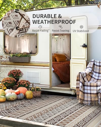 MontVoo Outdoor Rug Carpet Waterproof-Patio Rug Mat 8x10 Reversible RV Outdoor Camping Rugs Picnic Beach Mats Plastic Straw Outside Rugs for Balcony Porch Pool Deck Boho Patio Decor - Image 5