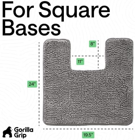 GORILLA GRIP Chenille Bath Rug Mat for Square Toilet Base, 24x19 Gray - Image 2