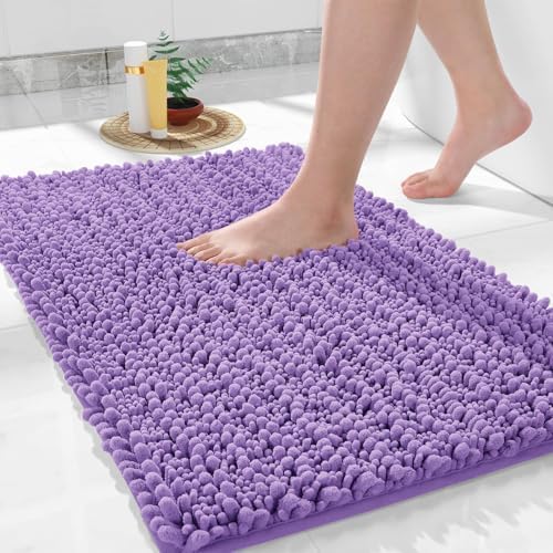 Yimobra Large Bathroom Rugs Non Slip Washable 36x24 Inch - Ultra Soft Absorbent Chenille Bath Mat, Quick Dry Shaggy Floor Carpet for Tub Shower, Lavender Home Decor Accessories by Yimobra