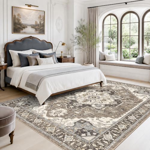 6x8 Area Rug for Living Room: Large Vintage Non-Slip Washable Rugs for Bedroom Dining Room Soft Low Pile Stain Resistant Indoor Accent Carpet Floor Mat for Nursery Playroom Home Office Dorm(Beige,6x8) - Image 5