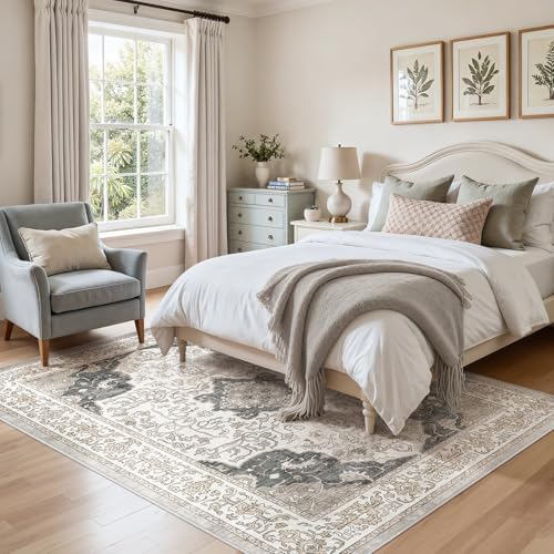 cotiled Vintage Washable Area Rug 6x9 Non Slip Rugs for Living Room Brown - Image 4