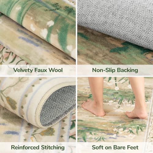 Lessymo Washable Area Rugs 6 x 9 for Living Room,Soft Non Slip Beige Sage - Image 5
