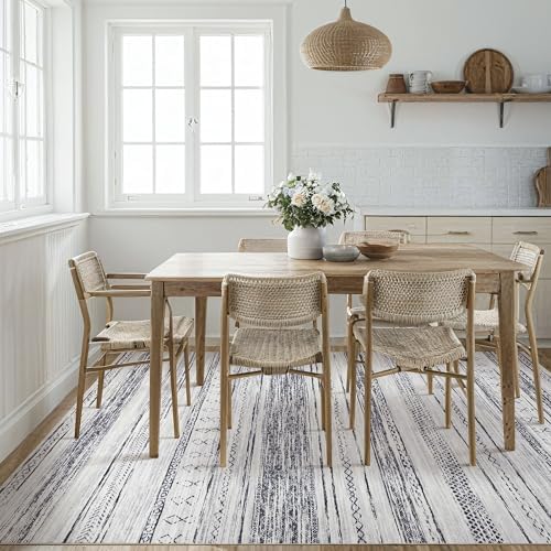 Tortania Area Rug Living Room Rugs - 10x12 Washable Large Soft Neutral Boho Moroccan Bohemian Farmhouse Rug Indoor Floor Carpet for Bedroom Under Dining Table Home Office Decor - Grey - Image 6
