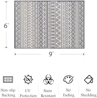 Outdoor Rug Carpet 6x9 ft, Flatweave Textured Outdoor Patio Rug Non Slip Indoor Outdoor Rugs with Rubber Particles Backing Boho Outdoor Area Rug for Patio Deck Front Porch Backyard Balcony, Navy - Image 2