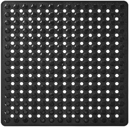 Yimobra Square Shower Floor Mat Non Slip, 21"X21" Machine Washable Bath Tub Mat, Soft on Feet, Bathmat with Drain Holes and Suction Cups, Fast Draining, Black by Yimobra