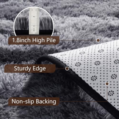 4x6 Black Fluffy Soft Area Rug Non-Slip for Bedroom Living Room Playroom - Image 6