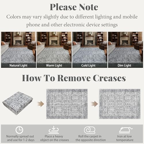 Machine Washable Rugs for Living Room: 5x7 Area Rugs for Bedroom - Image 6