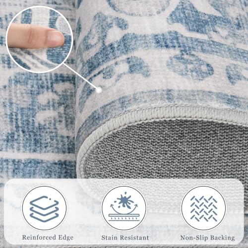 5x7 Washable Area Rugs for Bedroom Blue Grey Non-Slip Rug - Image 6