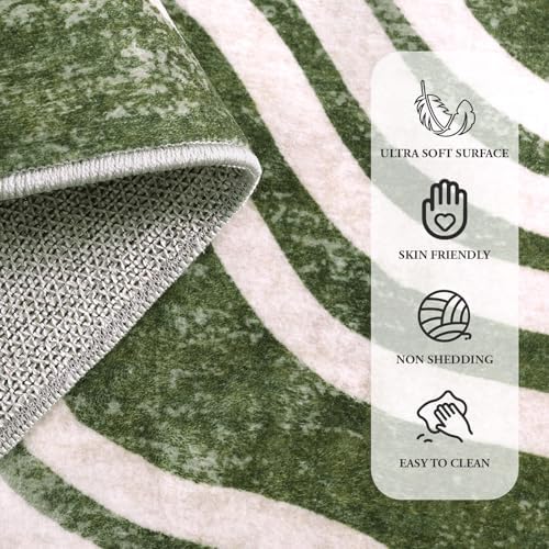 Hedlive Boho 8x10 Area Rugs, Soft Washable Rugs 8x10 Green Rugs for Living Room, Ultra-Thin Non-Slip Bedroom Rug Classroom Rug Large Carpet for Nursery Dining Room (8x10ft,Green/Multi) - Image 6