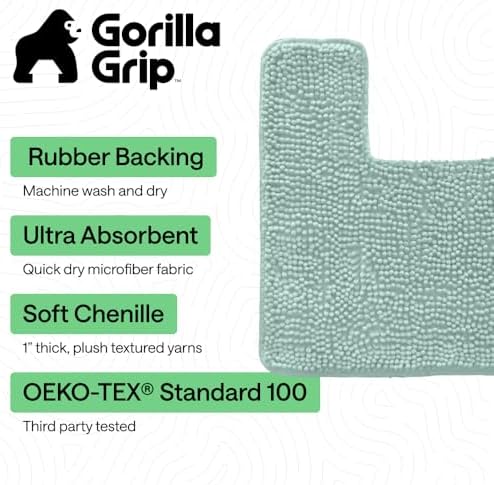 GORILLA GRIP Bathroom Area Rug Sets 2 Piece, Soft Chenille, 30x20 Seablue - Image 3
