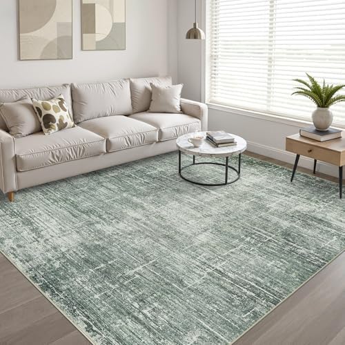 LOONGRUG 5x7 Area Rug Washable Modern Living Room Rug Bright Green - Image 6