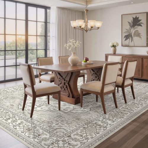EIEIHOUSE Washable 9x12 Area Rugs for Living Room Ivory Light Greige - Image 3