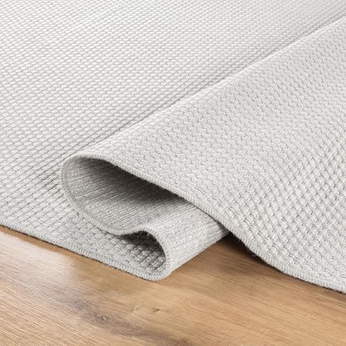 CAMILSON Indoor and Outdoor Runner Rug Off-White Solid Woven Design Easy-Cleaning Non Shedding Farmhouse Living Room Bedroom Garden Patio and Kitchen Washable Outside Carpet Alfombras (2x7) - Image 3
