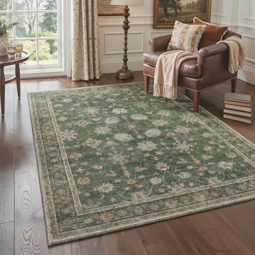 Bavni 8X10 Living Room Area Rug, Boho Floral Vines Washable Non Slip - Image 2
