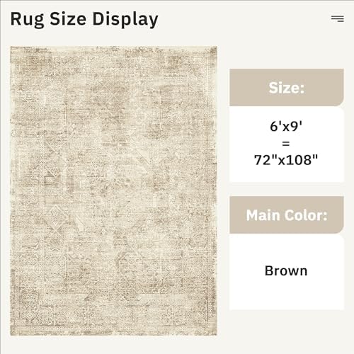 Soalmost 6x9 Area Rug for Living Room Washable Non-Slip Rugs Light Brown - Image 4