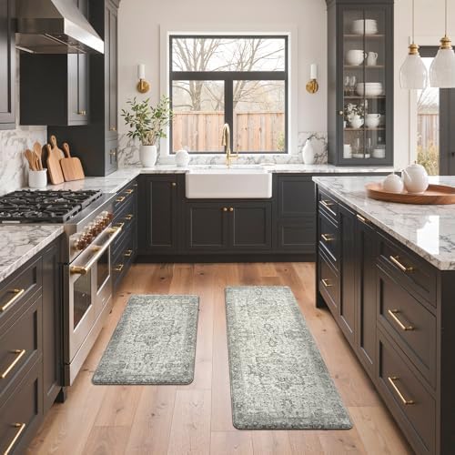 GENIMO Anti Fatigue Kitchen Mats for Floor 2PCS, Standing Rugs,Gray - Image 5