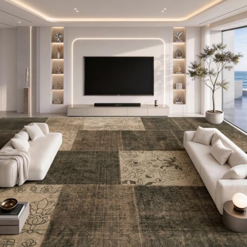 LIANLAM Silver Infused Washable Area Rug for Living Room(10x12,Brown) by LIANLAM