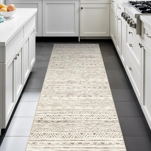 2x6 Runner Rug Washable Moroccan: Non Slip Kitchen Long Floor Mat Beige by Ksrau