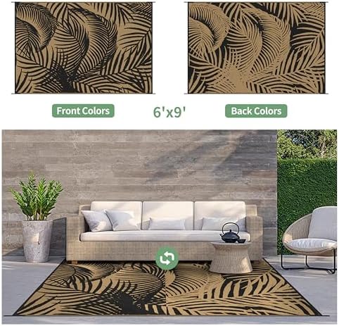 GENIMO Outdoor Rug, Waterproof Plastic Rugs for Patio, 6'x9' Ebony Brown - Image 3