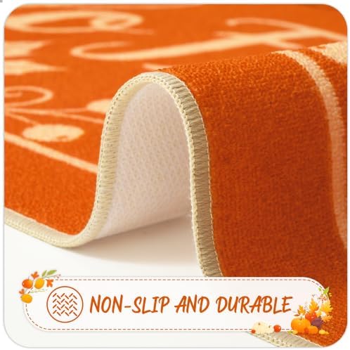 Fall Kitchen Rugs Runner 2.6'x8', Hello Pumpkin Mats for Hallway - Image 4