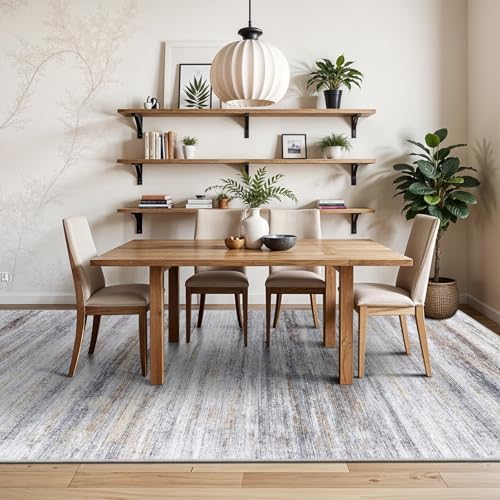 6x8 Area Rug for Living Room: Non-Slip Washable Rugs Beige Grey - Image 2