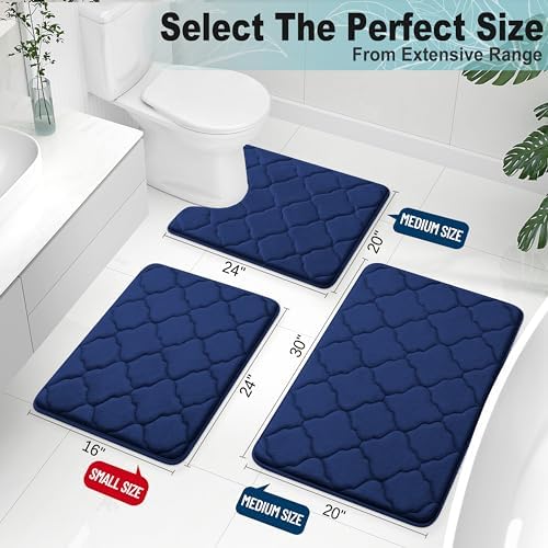 OLANLY Memory Foam Bath Mat Rug 30x20, Ultra Soft and Absorbent Bathroom Rugs, Non-Slip, Comfortable, Machine Washable Bath Carpet for Bathroom Floor, Tub, Shower and Home Decor Accessories, Navy - Image 2