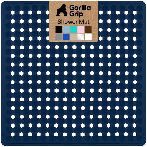 GORILLA GRIP Square Shower Stall Mat, Bathtub Floor Mat, 21x21 Navy by GorillaGrip