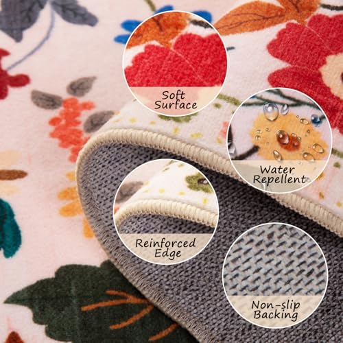 RELEANY Floral Washable 2x3 Area Rugs Doormat Pink - Image 4