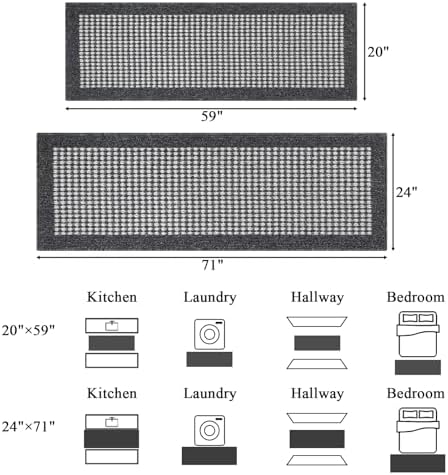 Ileading Laundry Room Runner Rug 2'x6' Non Slip Farmhouse Kitchen Floor Mats with Rubber Backing Machine Washable Black Indoor Decor Carpet for Bathroom Doormat Hallway Entryway Petmat Garage Balcony - Image 2